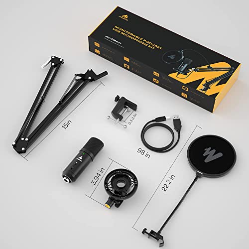 Maono Usb Microphone 192Khz/24Bit Zero Latency Monitoring Au-Pm401 Usb Computer Condenser Cardioid Mic With Mute Button For Podcasting, Gaming, Youtube, Streaming, Recording Music #TOP6