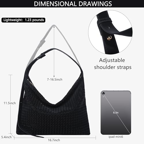 Woven Bag for Women, Vegan Leather Tote Bags Large Hobo Purses for Women Handmade Shoulder Bag with Adjustable Strap2