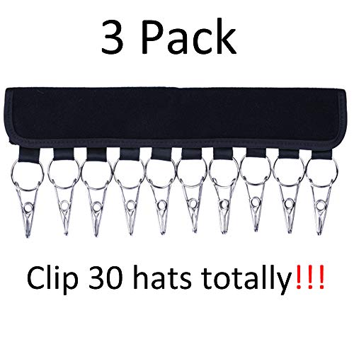 LEKUSHA 3 Pack Cap Organizer Hanger, 10 Baseball Cap Holder, Hat Organizer for Closet - Change Your Cloth Hanger to Cap Organizer Hanger - Keep Your Hats Cleaner Than a Hat Rack - Black