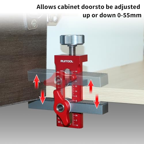 Image of RUITOOL 2-in-1 Cabinet Door Mounting Jig with Storage Bag, Installation Positioner for Frameless Cabinets Only, Adjustable Aluminium Alloy Cabinet Hardware Jig, Holiday Home Improvement Gifts for Men