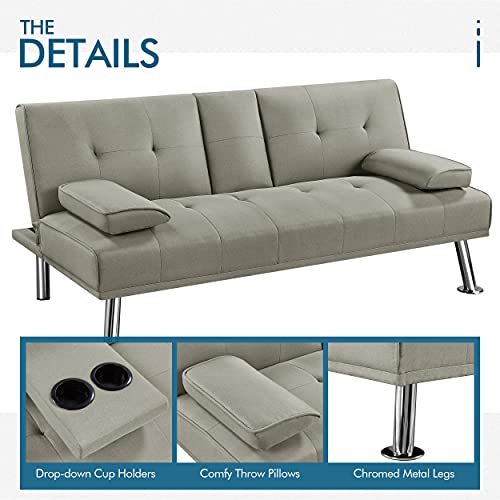 Buy Yaheetech Linen Fabric Sofa Bed Modern Couch Bed Folding Recliner