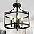 LynPon Black Farmhouse Chandelier 4 Lights, Modern Hanging Pendant Light Convertible Semi Flush Mount Ceiling Light Rustic Metal Round Cage Chandeliers for Dining Room Entryway Foyer Kitchen