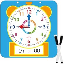 Magnetic Writable Dry Erase Learning Clock for Kids,Telling Time Teaching Clock with Pen,Analog Demonstration Clocks for Classroom,Homeschool Supplies,Preschool Kindergarten Must Haves