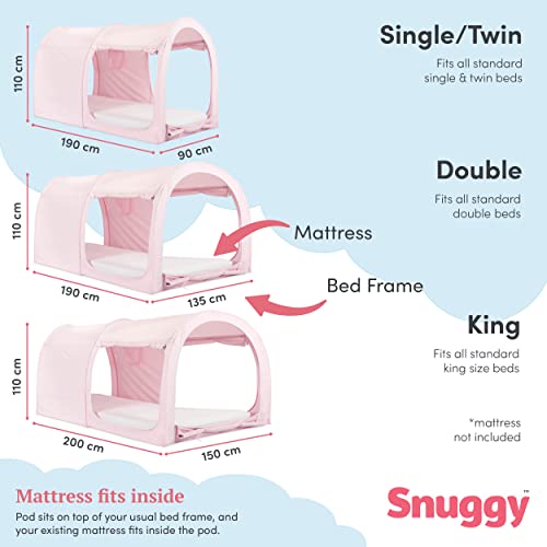 Snuggy Pod Bettzelt für alle Altersgruppen, Design Pink, Marineblau, Grau, Verdunkelung (Rosa, Doppelbett) - Image 4