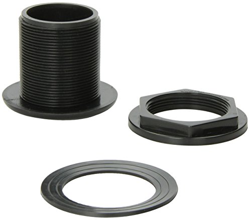 Lifegard Aquatics Standard Threaded Bulkhead Kit for Fish Aquariums – High-Impact Resistant PVC – Includes Bulkhead Fitting, Gasket, Lock Nut – Jet Black – 1-1/2 Inch