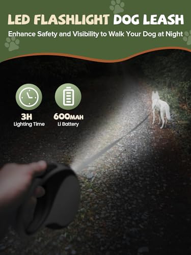 Laisse rétractable Douexio 4,9m avec lumière LED pour chiens - 4