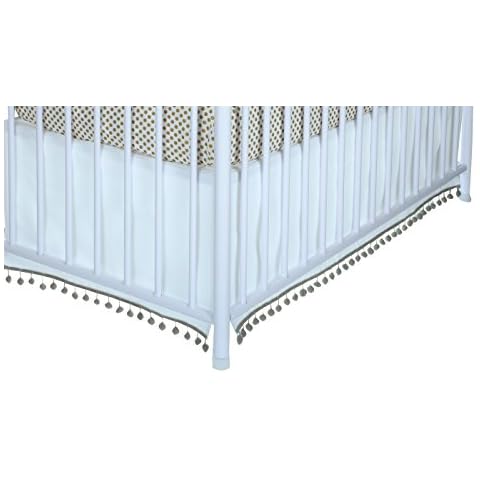 Flat White Denim Pom Pom Crib Skirt (Gray) Cover