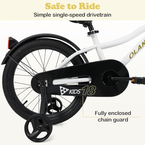 Image of Olakids Kids Bike, 12 14 16 18 Inch Toddlers Bike with Training Wheels Safety Bell Adjustable Seat and Handlebar, Handbrake and Coaster Brake, Children's Bicycle for Boys Girls