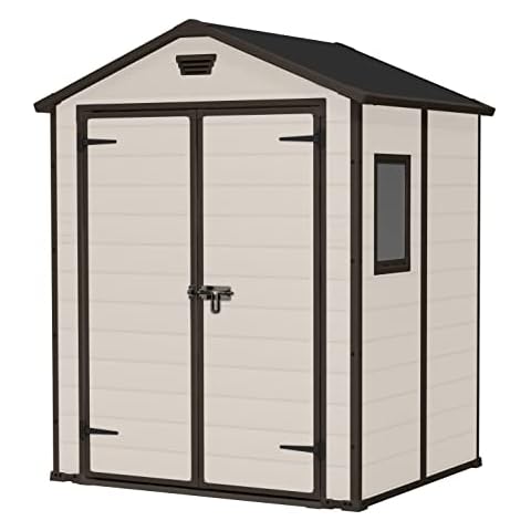 Keter Manor Outdoor Garden Storage Shed, Beige, 6 x 5 ft Cover