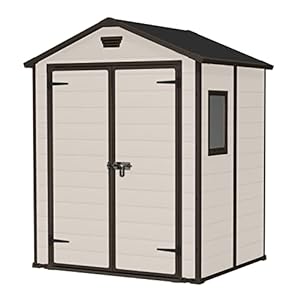 Keter Manor Outdoor Garden Storage Shed, Beige, 6 x 5 ft