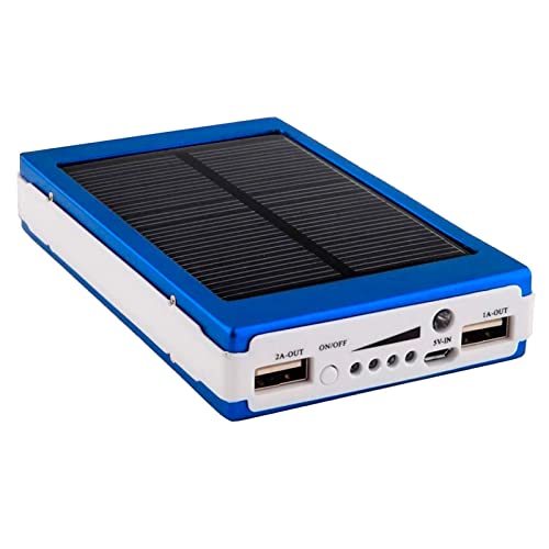 RevolutionLine - Batería Solar de 20000 mAh y Linterna | Cargador portátil con luz | para móviles, mp3 y mp4, Tablets | 2 Puertos USB | Funciona con energía Solar y batería | Lámpara para Camping