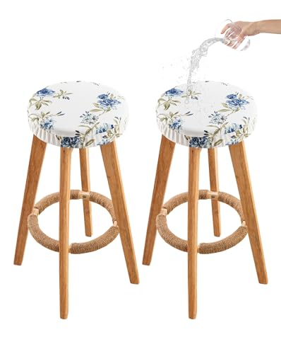 Image of CRFATOP 2 Pack Waterproof Bar Stool Covers Round Seat Slipcover,M,12 | 12-15 In Stretch Counter Cushion Protector, Washable, Pet Friendly, for Bar Kitchen Living Room Decor, No Cushion or Pad