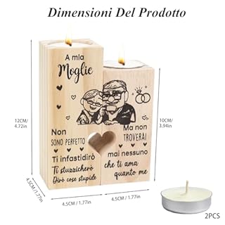 Cadimus Regalo Moglie, Regalo San Valentino per Lei, Candele in Legno, Idee Regali Anniversario per Lei, Regali Moglie Natale, Compleanno, Anniversario Matrimonio