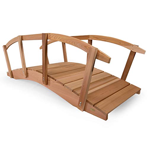 image for All Things Cedar FB96-R Garden Bridge with Side Rails | 8-Ft Cedar Woo