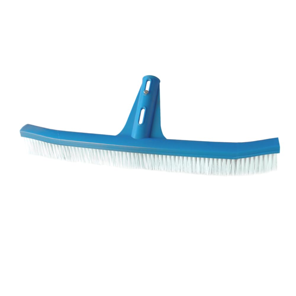 SIQUA Cepillo Curvo para Piscina con Fijación Palomilla, Cerdas de Nylon Resistentes, Limpieza de Suelo, Paredes y Azulejos, Compatible con Pértiga Extensible Ø2,5 cm, Uso Doméstico y Profesional