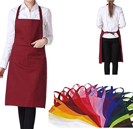 IZINS Kitchen Apron Maroon Color Cotton fabric Unisex (Maroon)