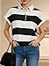Tankaneo Womens Striped Polo Shirts Summer Short Sleeve Rugby Shirt Oversized Cotton Collared Casual Loose Cropped Tee Tops