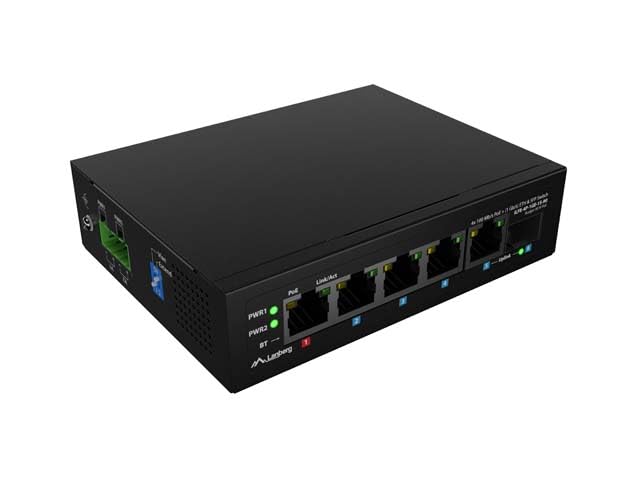 Lanberg Przełącznik ILFE-4P-1GE-1S-90 Light Industrial PoE 1xBT 3xAT