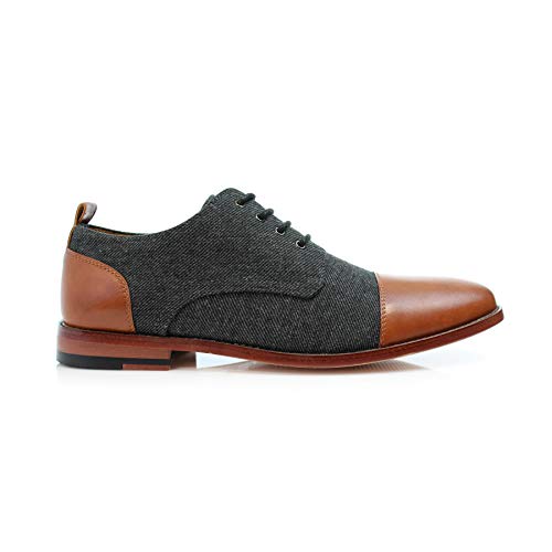 Image of Polar Fox Men's Classic Floral Derby Dress Shoes | Lace-Up Oxford Derby Collection | Derby Fashion Dress Shoes