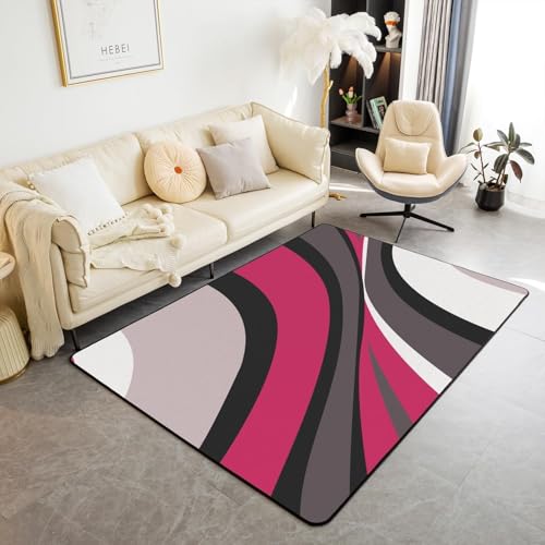 Tapis de salon lavable et antidérapant à texture géométrique pour chambre - 2