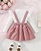 Megeoly Toddler Baby Girl Outfits Long Sleeve Ribbed T-Shirt Bow Overall Dresses Suspender Skirt Set Fall Winter Clothes,Light Pink,3-4 Years
