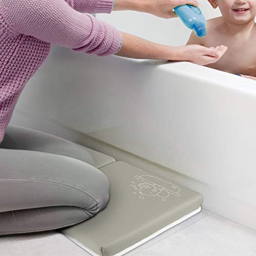 Image of Bath Knee Pad - 1.5inch Extra Thick Bath Kneeling Pad Non-Slip Rubber - Foldable Bathtub Knee Mat Large Safety Bath Kneeler Pad for Baby Bathtime, Garden Work, Exercise - Gray