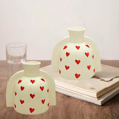 Image of Amazon Basics Modern Art Ceramic Flower Vases | for Home Decor (Pack of 2 | Multi-Colour)