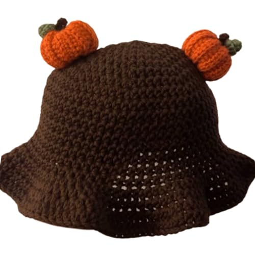 Crochet Pumpkin Bucket Hat Halloween Bucket Hat Crochet Pumpkin Fisherman Hat for Adult Teens Floppy Hat