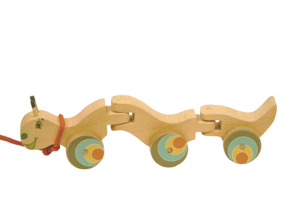 Organic Toys Handcrafted Wooden Wriggle Caterpillar Pull Along Toy with a Flexible 360 Degree Body | Realistic Collectible Toy for Fun | Natural Push & Pull | Ideal for Kids 2 Year & Above (B0CRP29DX9) Amazon Price History, Amazon Price Tracker