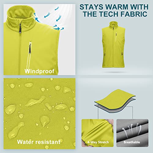 33,000Ft Men's Windproof Lightweight Golf Vest Outerwear With Pockets, Softshell Sleeveless Jacket For Running Hiking Sports #TOP2