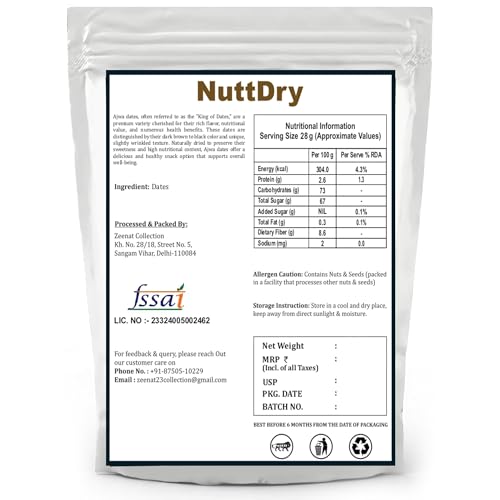 Image of NuttDry Premium Fresh Ajwa Dates Original 5kg (5 Packs Of 1kg) | Iron & Fibre Rich Naturally Sweet Without Added Sugar | Dry Fruits & Nuts | All Natural | No Preservatives | Khajur | Khajoor | Khejur
