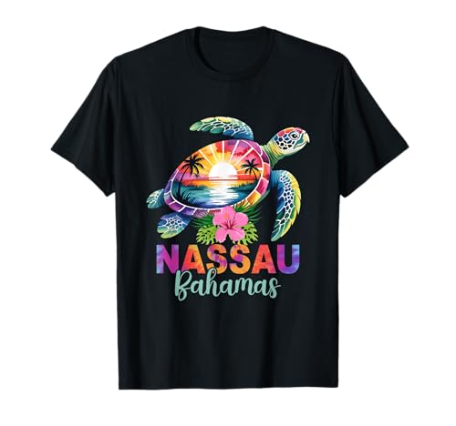 Nassau Tie Dye Sea Turtle Bahamas Palm Beach Vacation T-Shirt