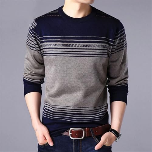 Men Spring Gradient Long Sleeve Sweaters Round Neck Thin Knitting Printing Loose Elastic Tops2