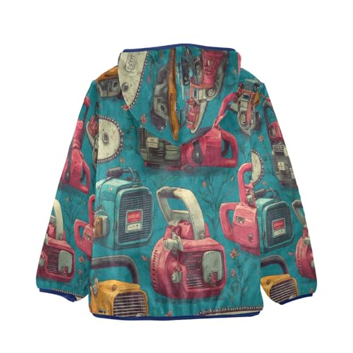 Colorful Chainsaw Print on Fabric Toddler Fleece Jacket Girl Boys Hooded Fleece Jacket Coat Warm Outwear Zip-up 3-10T2