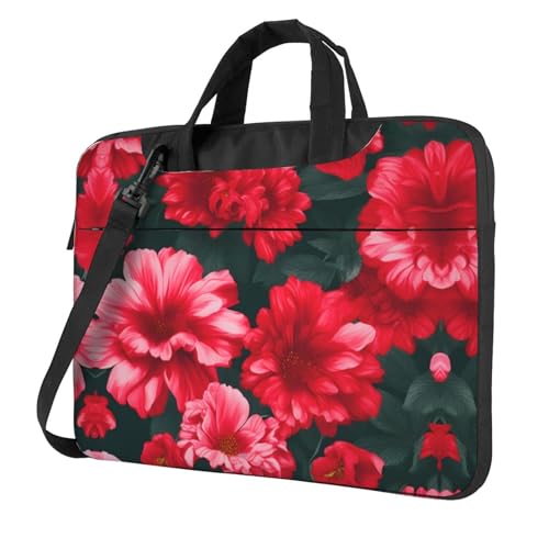 Housse ordinateur portable 15.6 pouces sacoche PC fleurs rouges et roses avec poignée