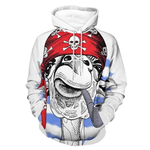 Sweat Girafe Fumante au Design Graphique Original avec Capuche