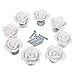 Price comparison product image SurePromise 8PCS Ceramic Vintage Floral Rose Door Knobs Handle Drawer Kitchen + Screw White