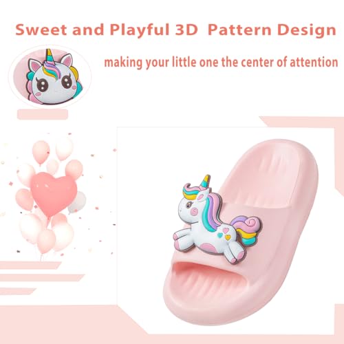 Image of Girls Cloud Bow Slide & Shower Slippers - Non-Slip Slip-On Kids Beach Pool Indoor Outdoor Shoes