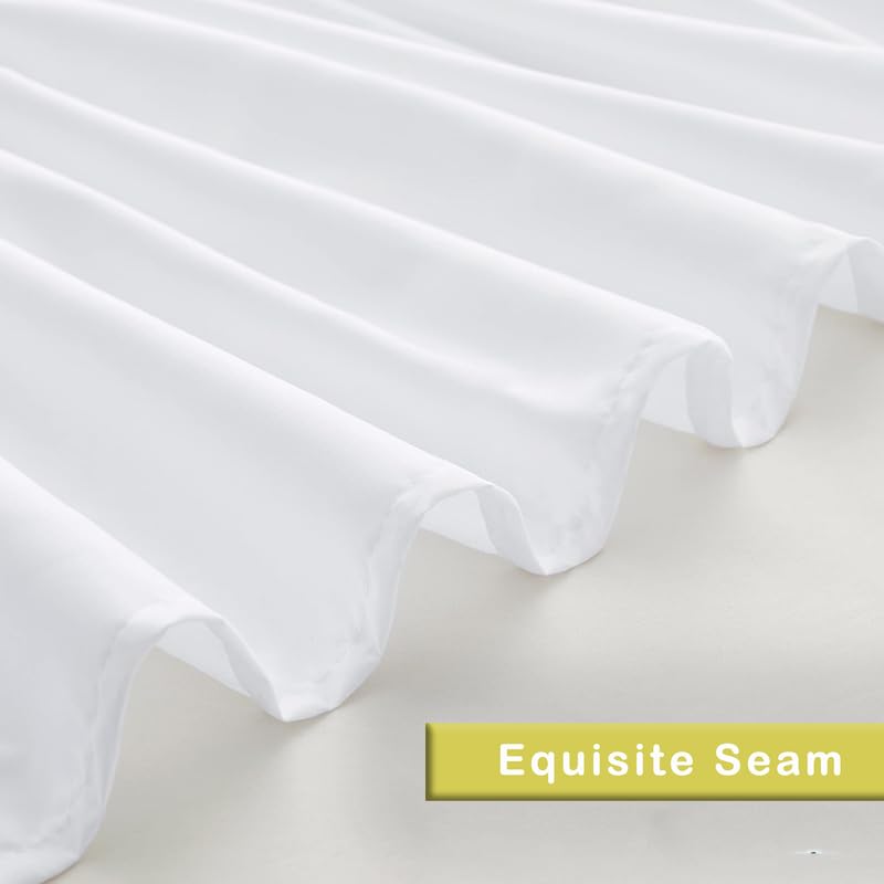 MILKY WAY DECORE - Microfiber Bed Skirt Wrap | Solid Easyfit King Size 15 Inch Drop Tailored Wrinkle Fade Resistance Soft Fabric Stylish Design Bedskirts- (White, 76 * 80 in) 4