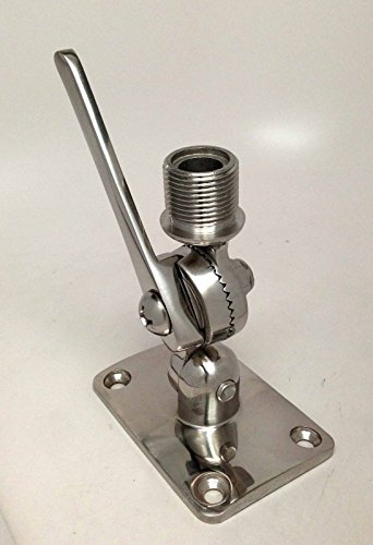 Image of Marine Boat Stainless Steel 316 Ratchet Mount Antenna Base Flag Pole Socket