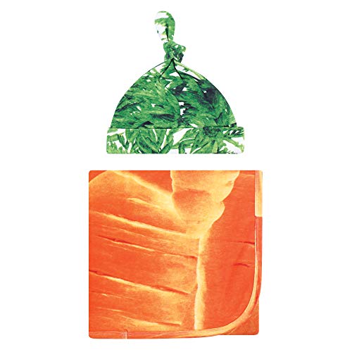 Image of Touched by Nature Unisex Baby Organic Cotton Swaddle Blanket and Headband or Cap, Carrot, One Size