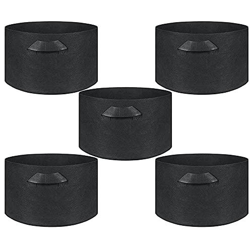 FLYZY不織布ポット プランター フェルト 植え袋 1-20ガロン ガーデン 園芸 植物育成 栽培 発育促進 5セット (20ガロン 高40cm×直径50cm)
