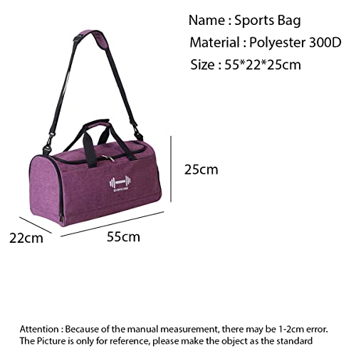 Image of Aavjo Unisex Sports Gym, Yoga, Swimming, Tennis Bag Travel Duffle Bag with Wet Pocket Shoes Compartment for Men Women (Purple)