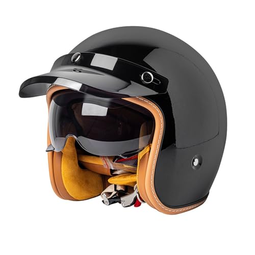Motorcycle Open-Face Helmet with Double Visor Retro Motorcycle Half Helmet Motorbike Jet Helmet Scooter Helmet DOTECE Certified Helmet for Men and Women 11,XXL=63~64