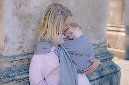 AMAZONAS Babytragetuch ohne Knoten Ring Sling Grey 180 cm 0-3 Jahre bis 15 kg