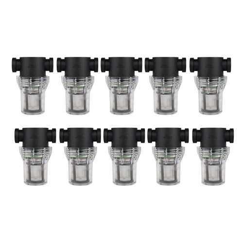 Image of SEAFLO 1 /2 inch Female NPT in-Line Strainer with 100 Mesh Stainless Steel Filter Screen - Clear Bowl for Easy Cleaning | Model SF-ST-12 (10-Pack)