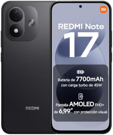 REDMI Note 17, Smartphone 4+128GB, Negro, batería de 7700mAh