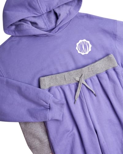Image of DKNY Girls Sweatpants Set - 2 Piece Active Fleece Girls Sweatshirt and Jogger Youth Kids Sweatpants Matching Set (4-16)