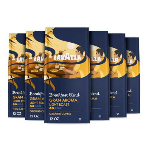 Lavazza Breakfast Blend Gran Aroma Ground Coffee 6 Bags of 12oz, Light Roast, Smooth and Aromatic Taste, Intensity 2/5, 100% Arabica, Ideal for Drip Brewers, (Pack of 6) - Package May Vary