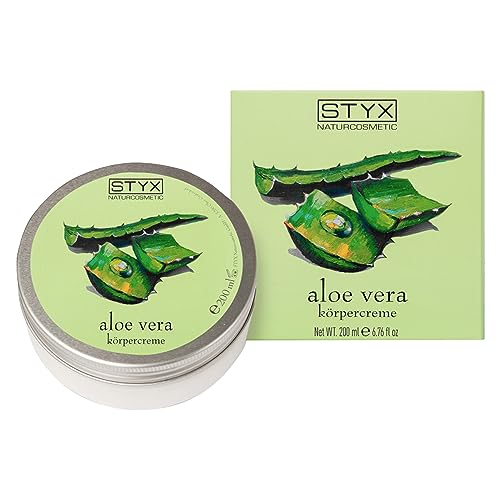 STYX Crema corpo all'aloe vera, lozione doposole all'aloe vera per alleviare le scottature solari con burro di karité, olio di jojoba, olio di macadamia e olio di soia, biologica, vegana e prodotta in